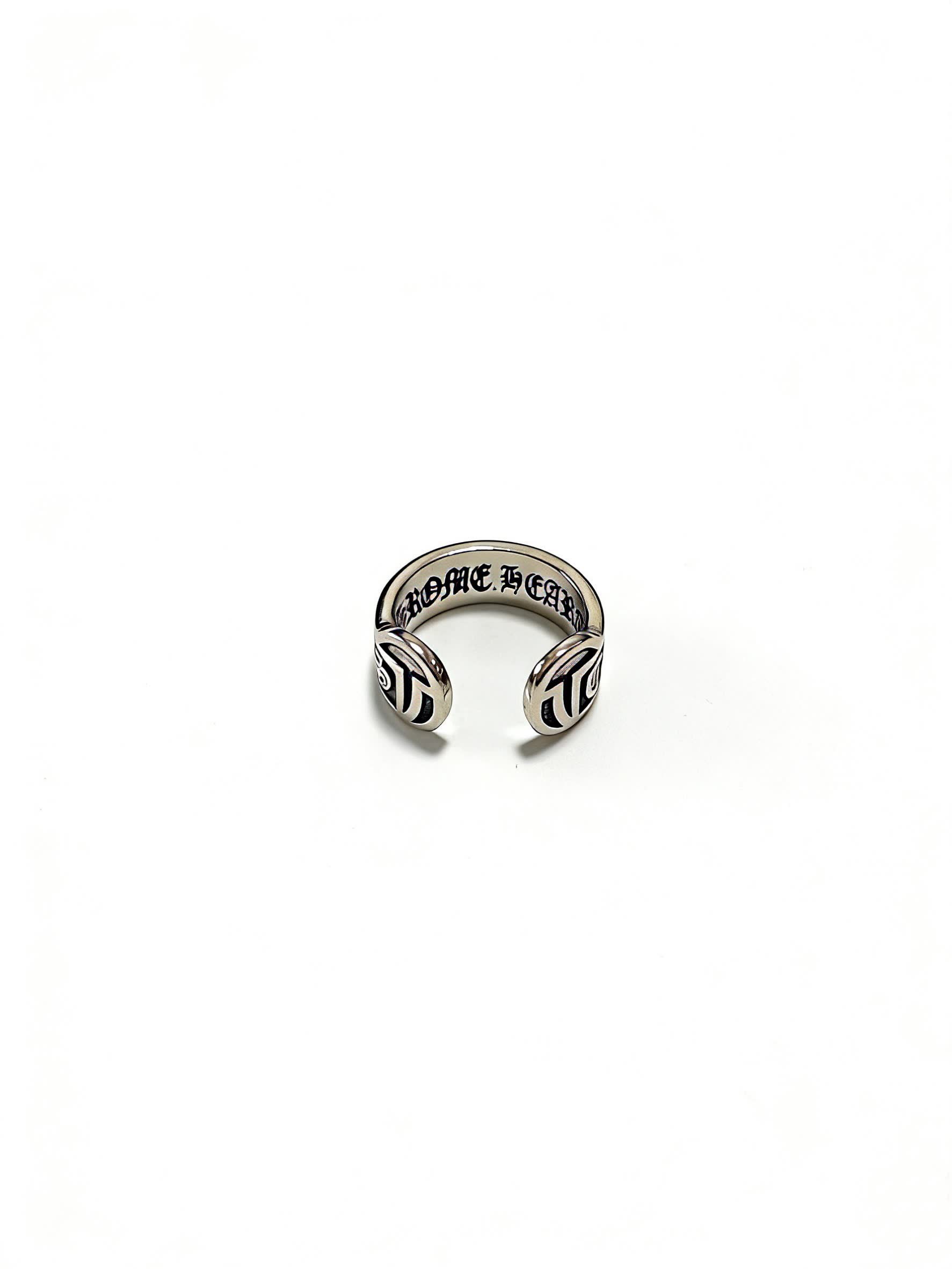 Chrome Hearts Silver Open Ring with 'DAMN THUGS' Engraving